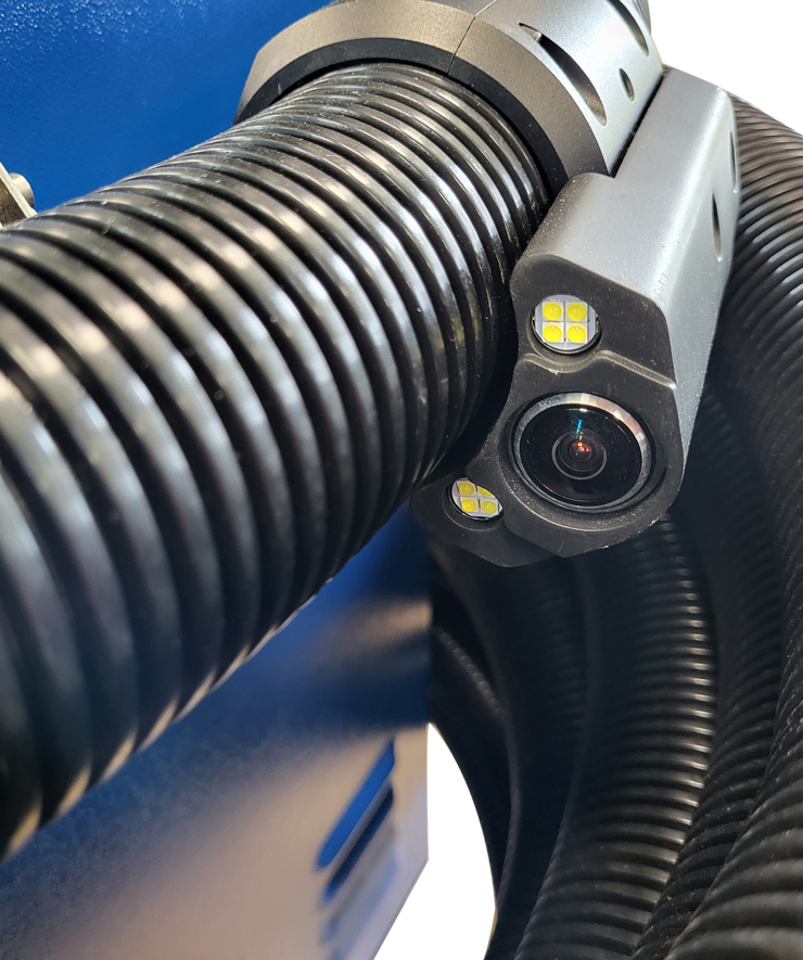 Tête de caméra 1080p et ses deux LED, intégrées au tuyau d’aspiration de l’Aspicam
